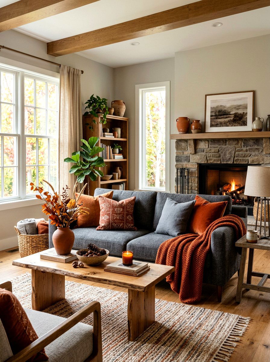 Steel Gray And Burnt Orange Living Room - 30 steel gray living room ideas