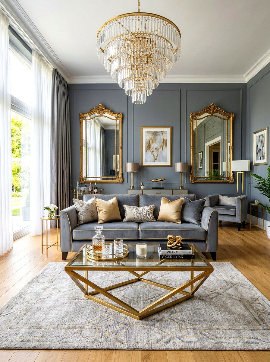 Steel Gray And Gold Living Room - 30 steel gray living room ideas