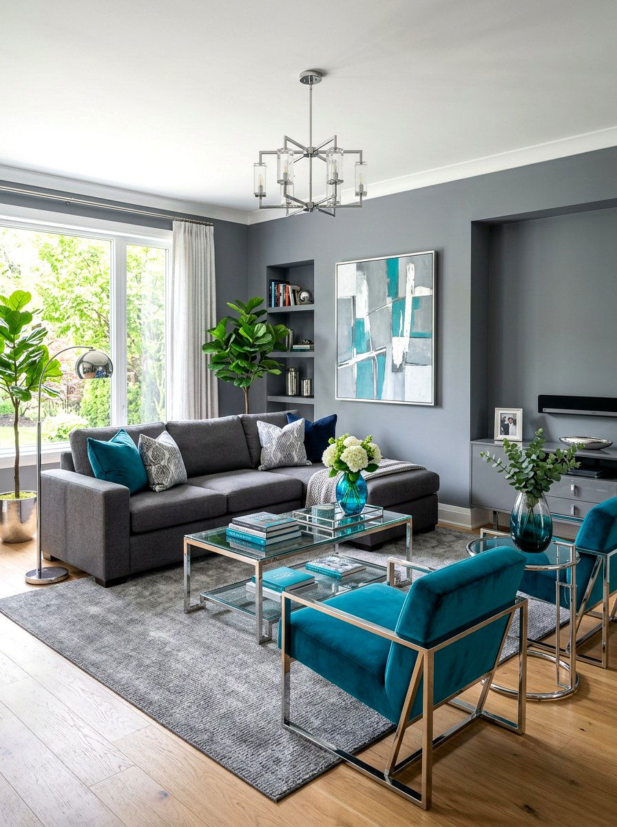 Steel Gray And Teal Living Room - 30 steel gray living room ideas