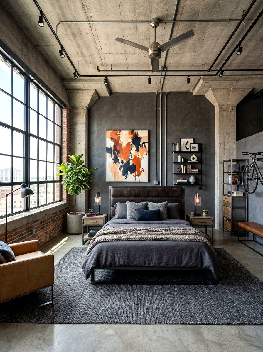Steel Grey Industrial - 30 dark moody wall ideas