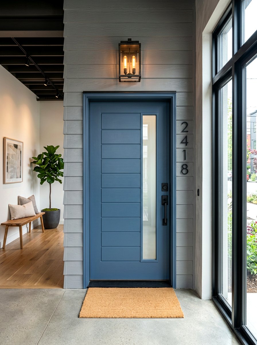 Steel blue front door - 30 front door color ideas