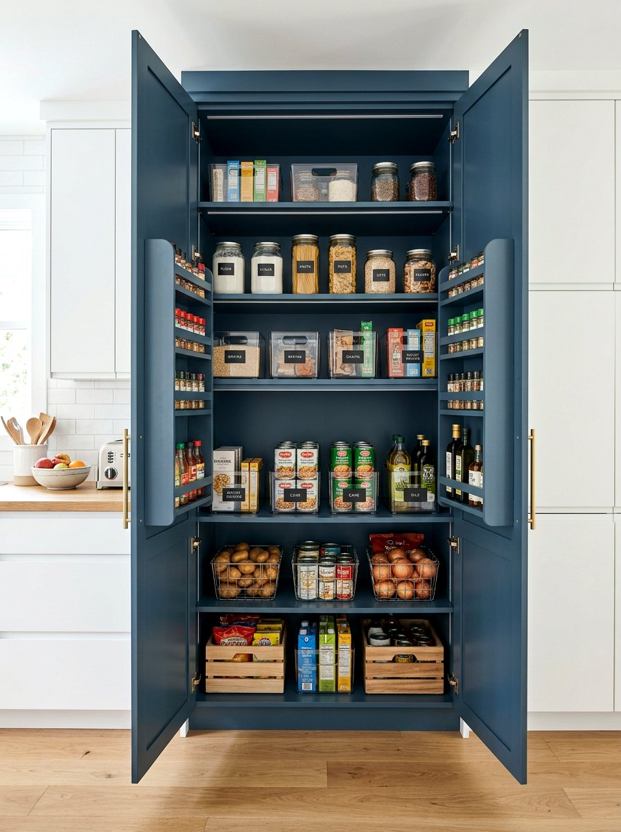 Steel blue kitchen pantry - 30 blue kitchen ideas