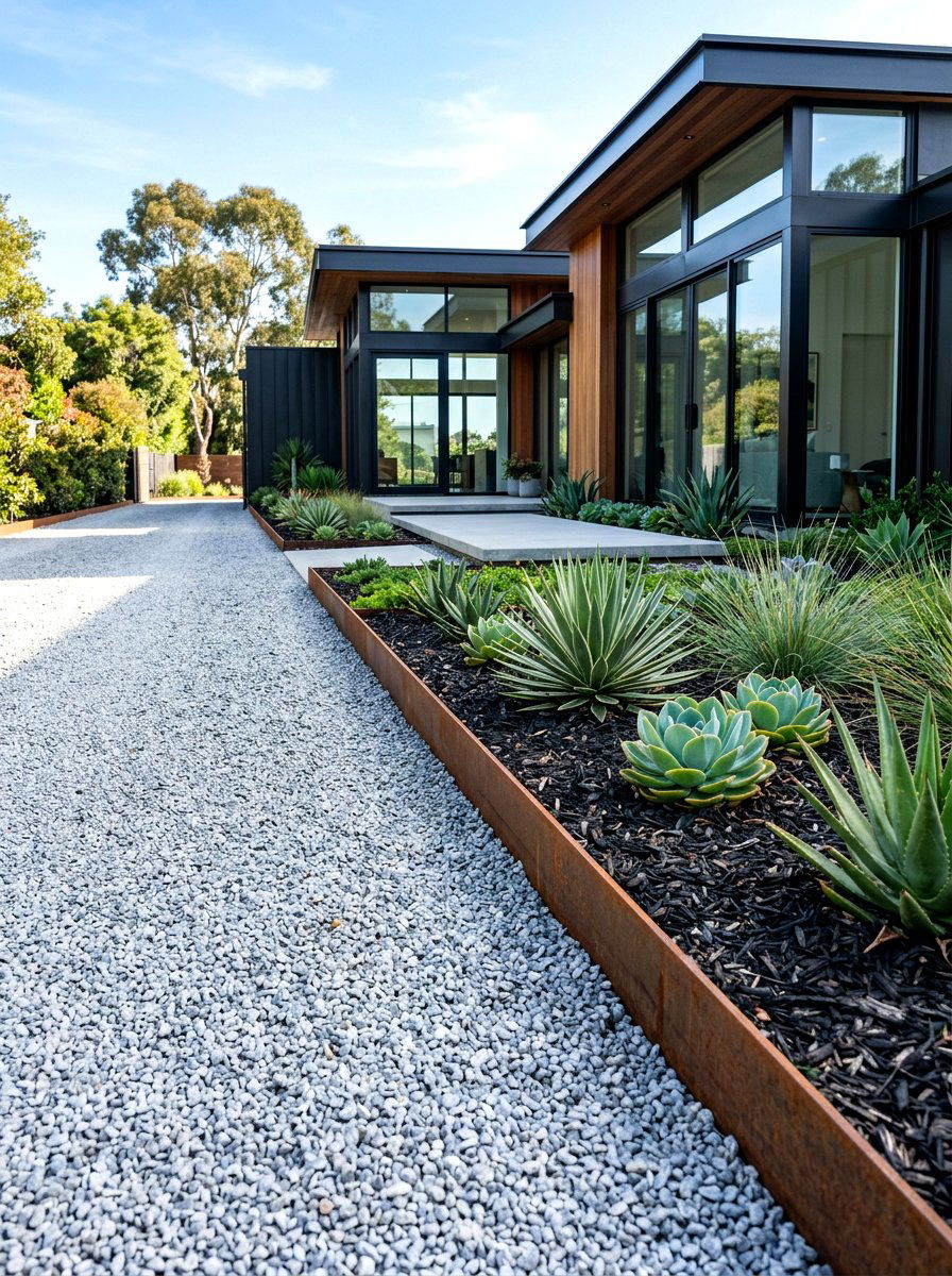 Steel driveway edging - 30 driveway edging ideas