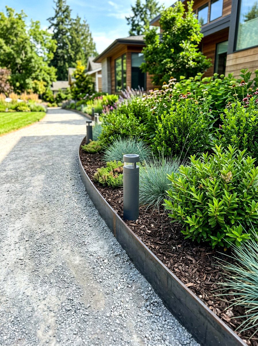 Steel edging for gravel - 30 decomposed granite front yard ideas