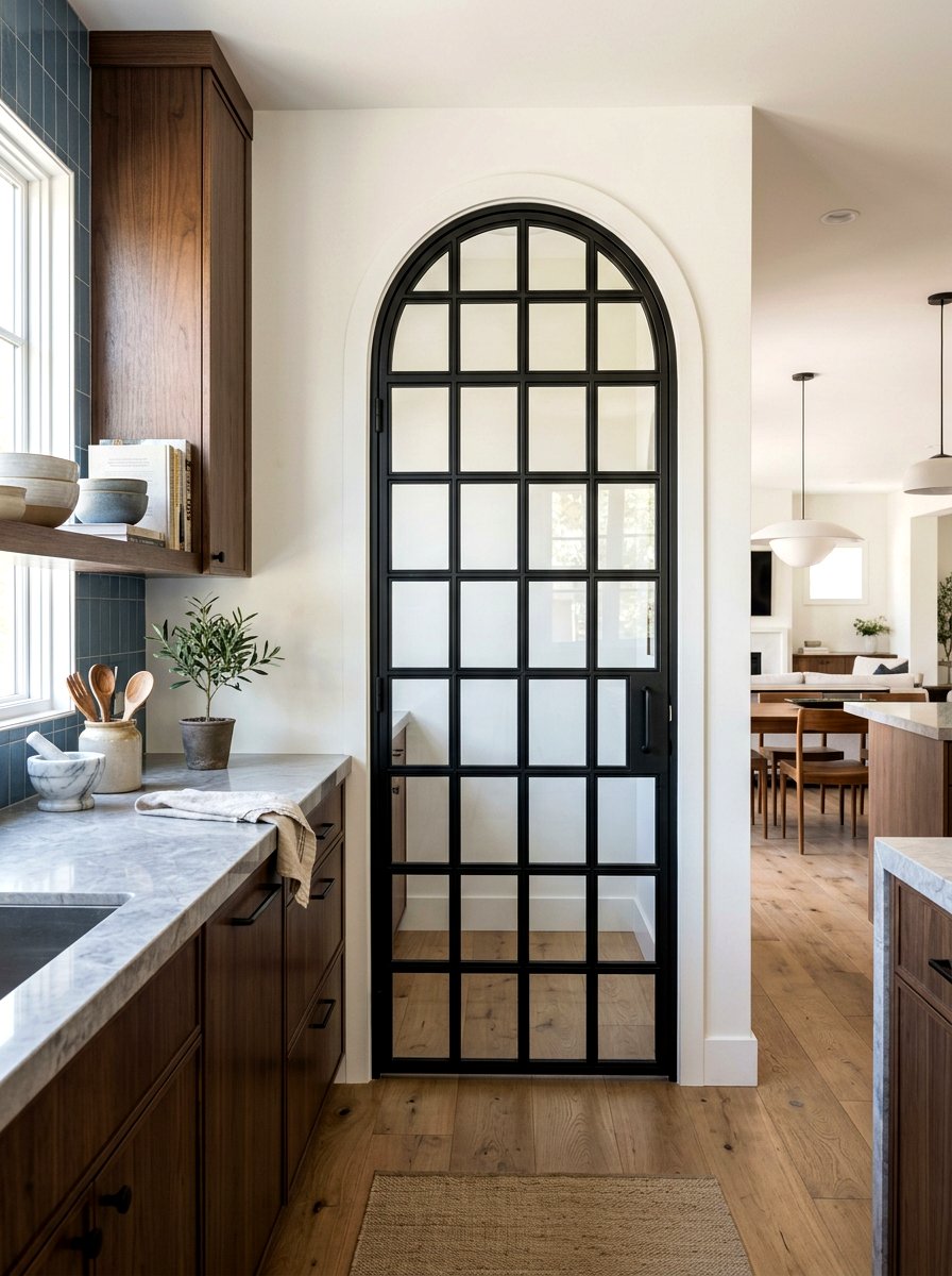 Steel frame arched pantry door - 30 arched pantry door ideas