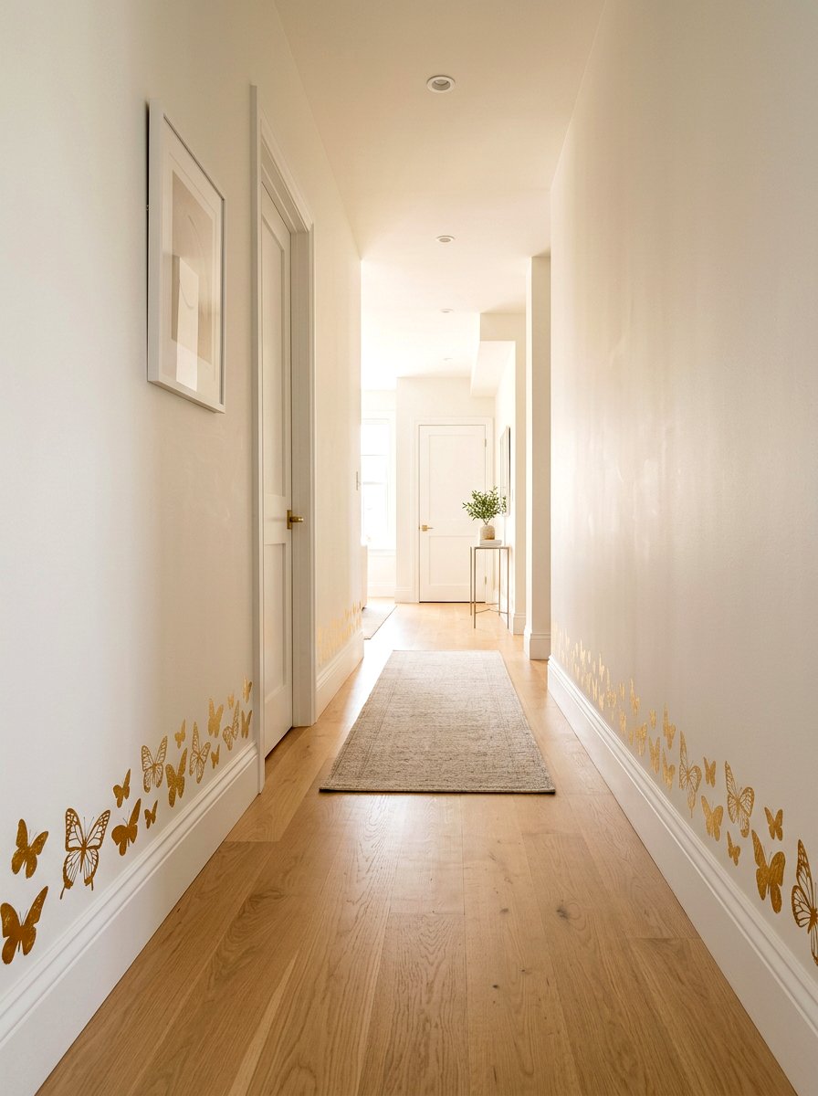 Stenciled Butterfly Wall Trim - 30 butterfly border ideas