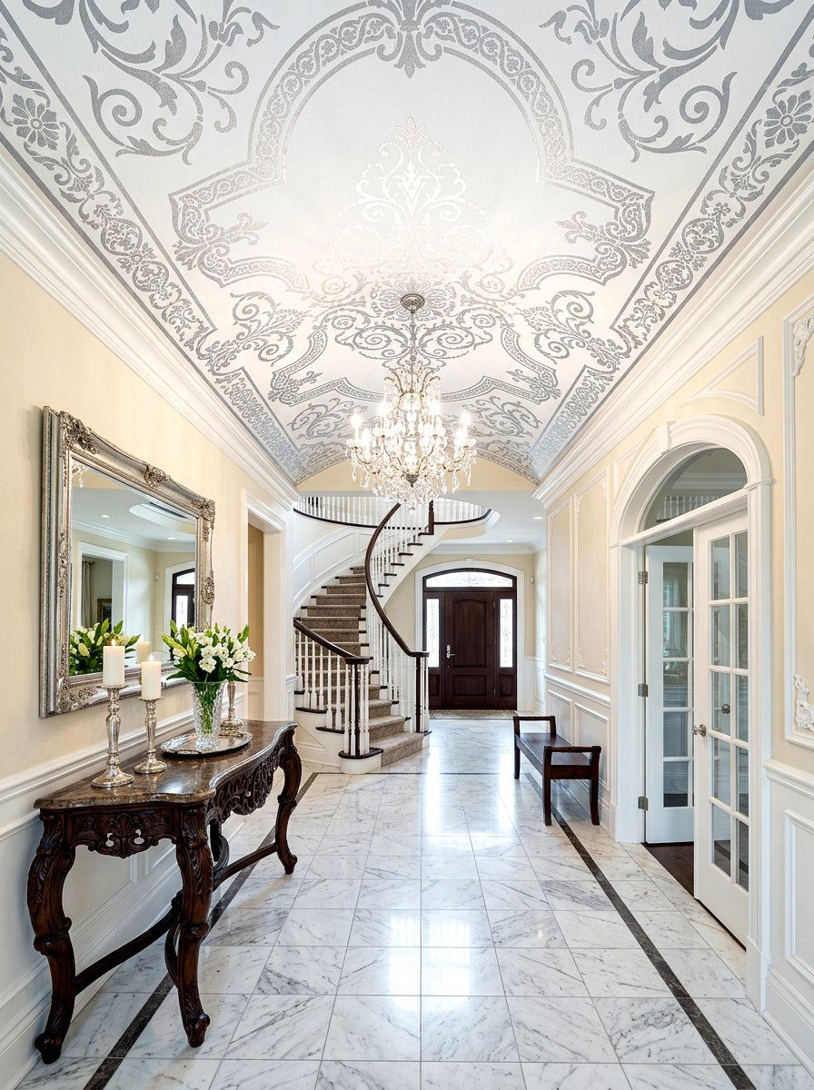 Stenciled Ceiling Design - 30 statement ceiling paint ideas