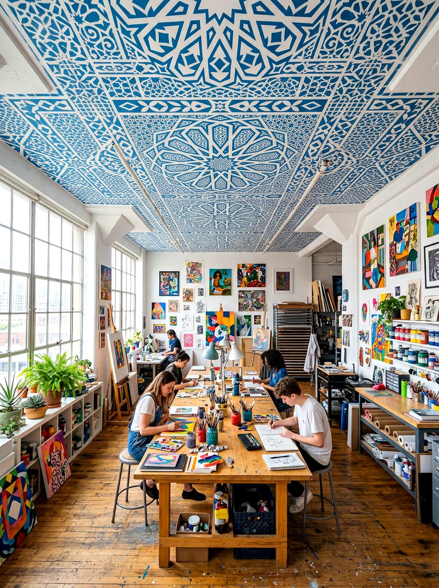 Stenciled Ceiling - 30 ceiling design ideas