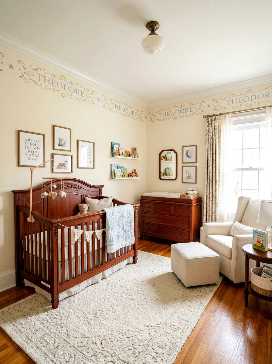 Stenciled Name Border - 30 nursery name wall ideas