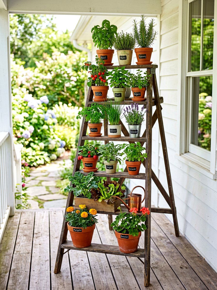 Step Ladder Garden - 30 vertical vegetable garden ideas