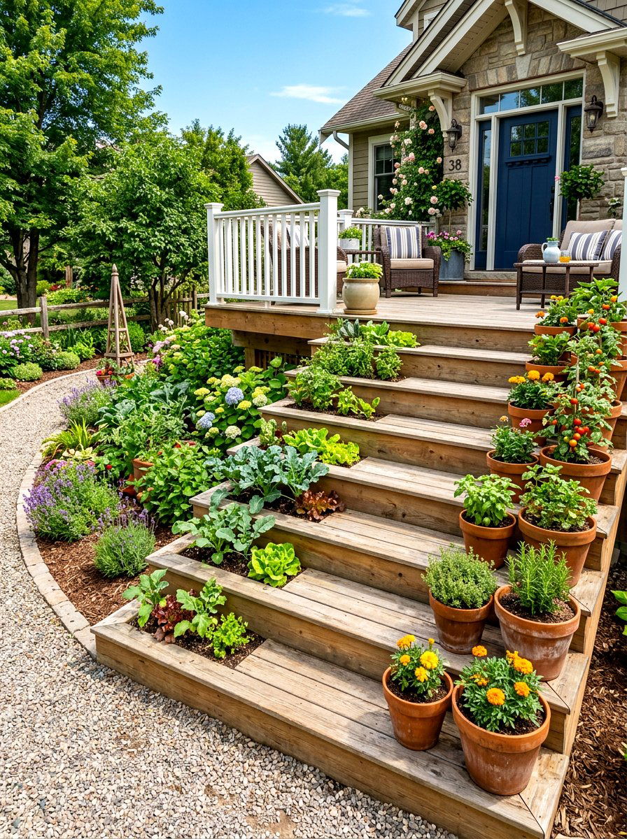 Step Vegetable Garden Stairs - 30 small vegetable garden ideas