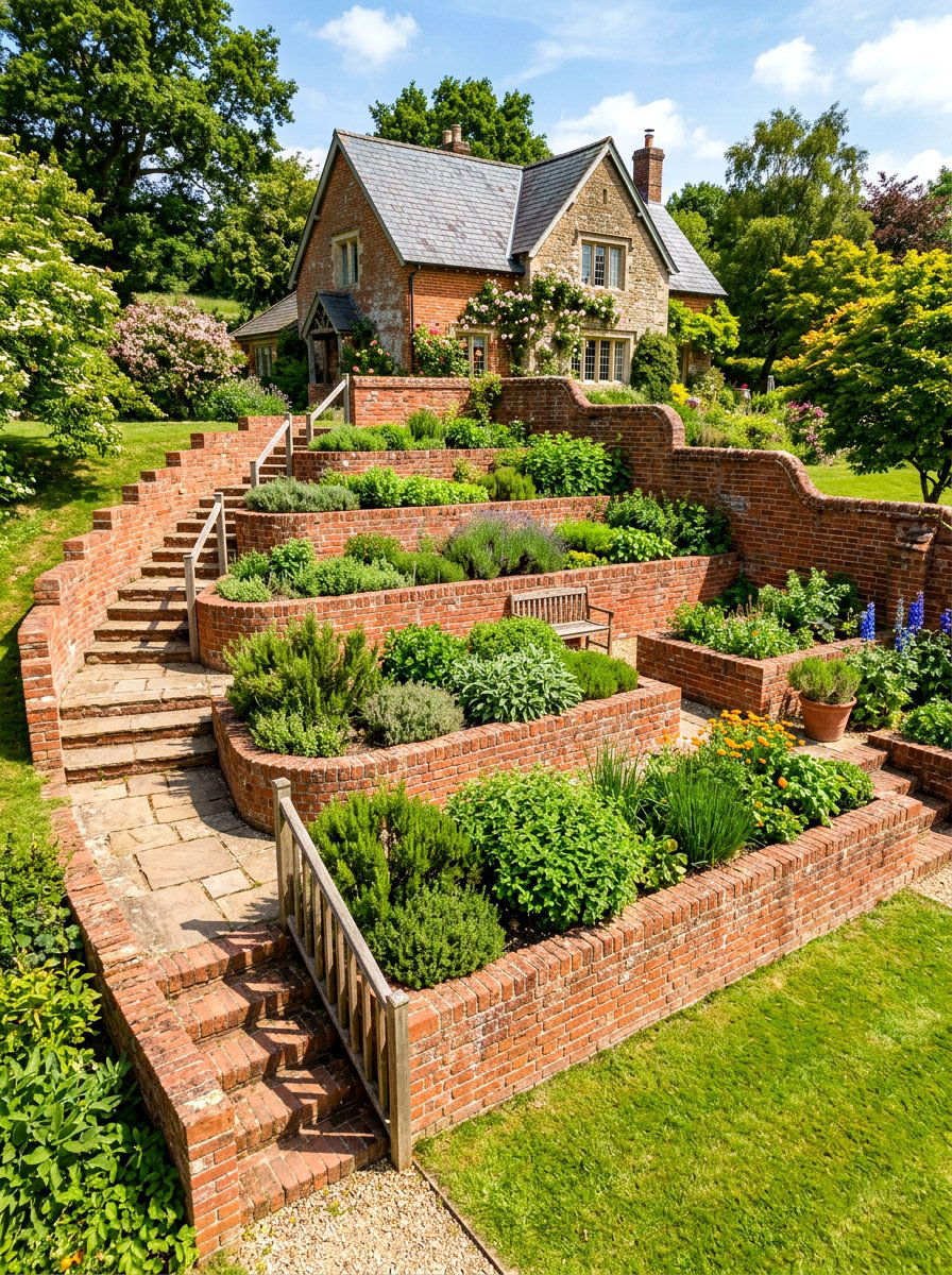 Stepped Brick Garden - 30 herb rich backyard ideas