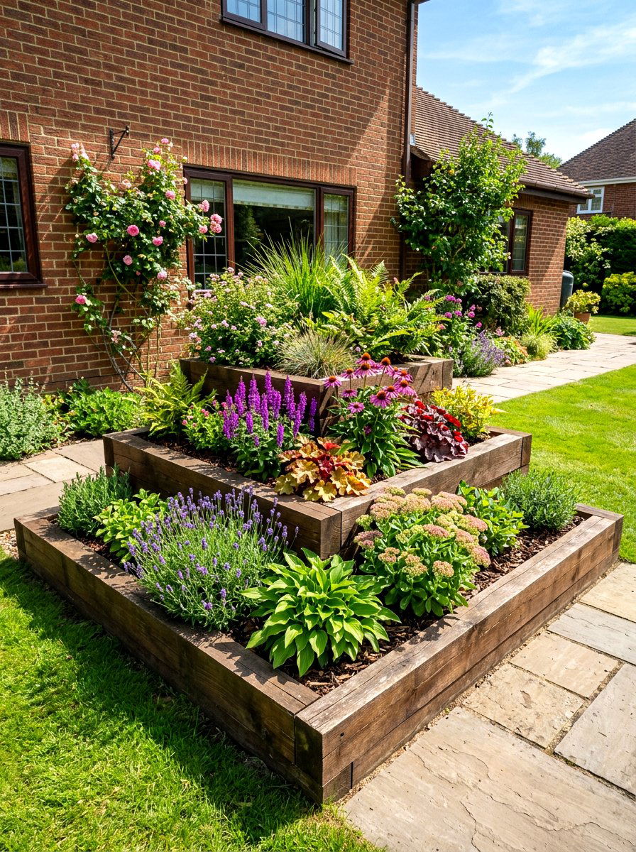 Stepped Corner Garden Bed - 30 raised bed layout ideas