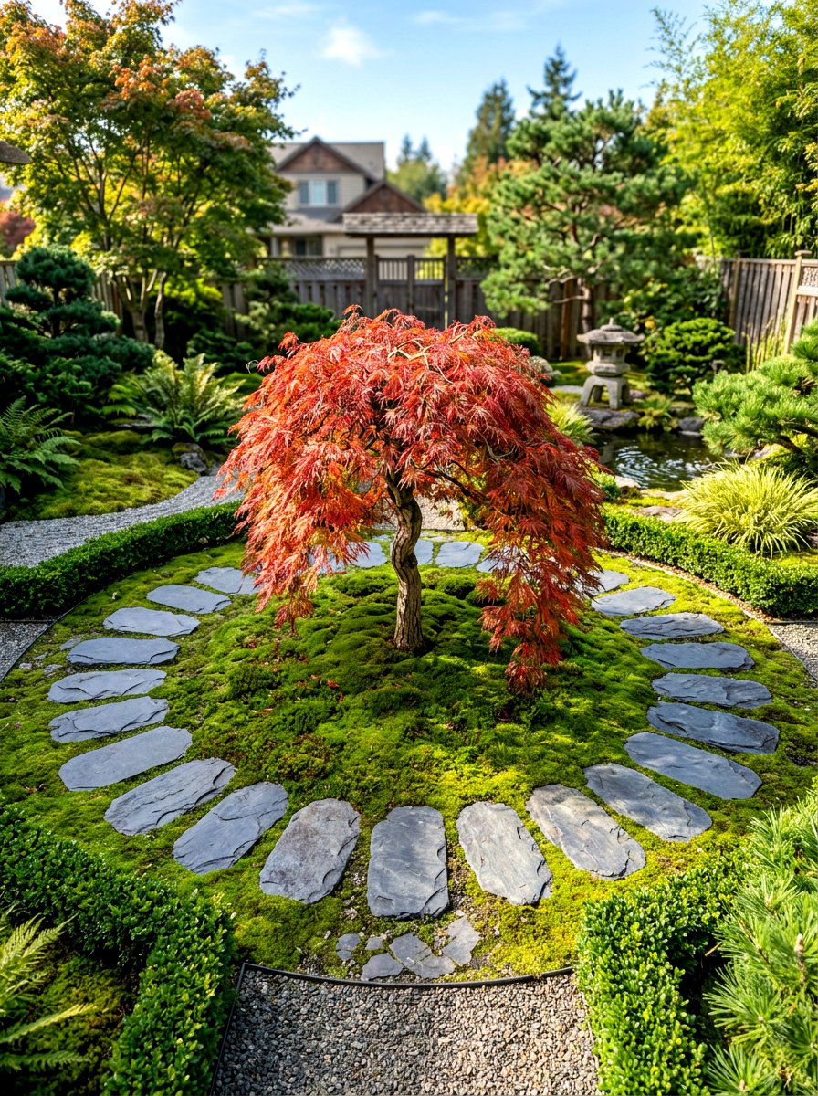 Stepping Stone Circle Maple - 30 Japanese maple garden ideas