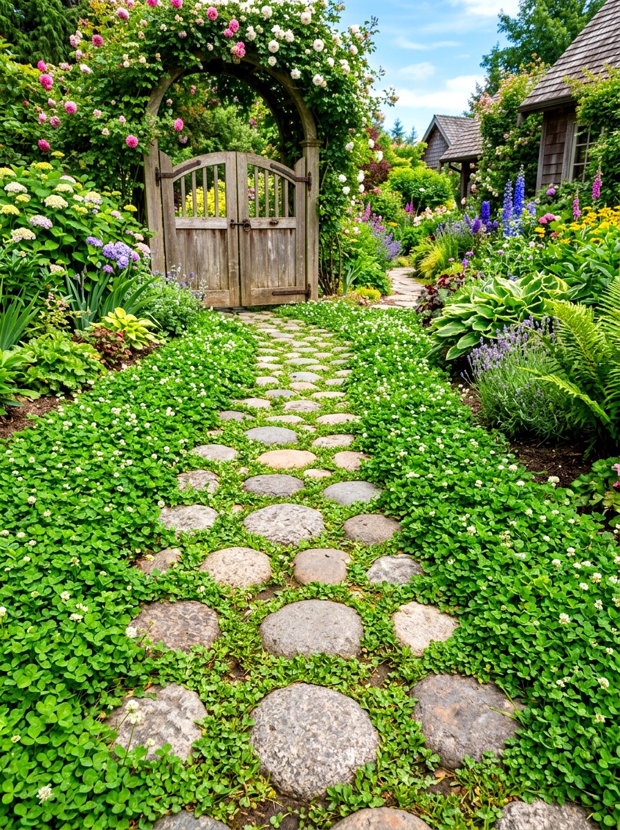Stepping Stone Filler - 30 clover lawn ideas