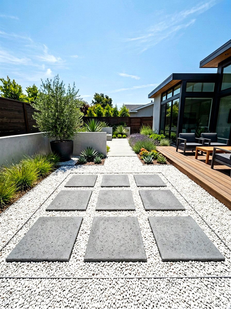 Stepping Stone Grid - 30 pea gravel patio ideas