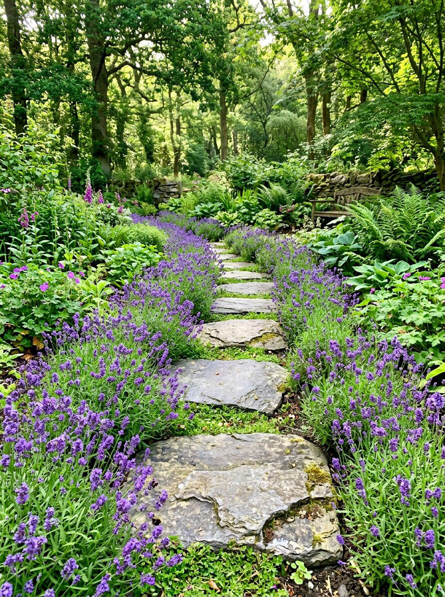Stepping Stone Lavender Path - 30 lavender walkway ideas