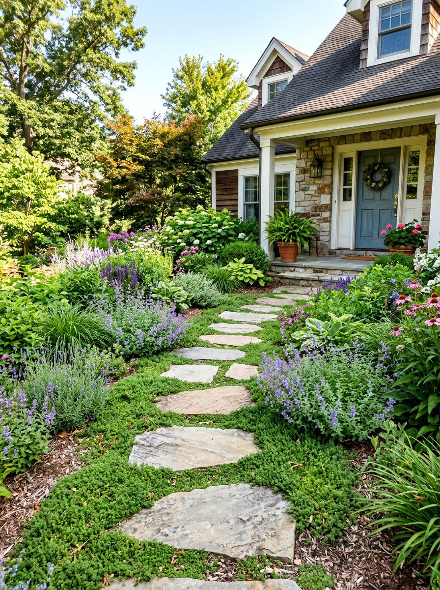 Stepping Stone Path - 30 asymmetrical front yard landscaping ideas