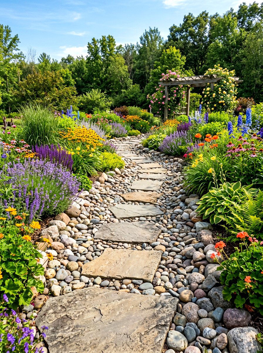 Stepping stone dry creek bed - 30 dry creek bed ideas