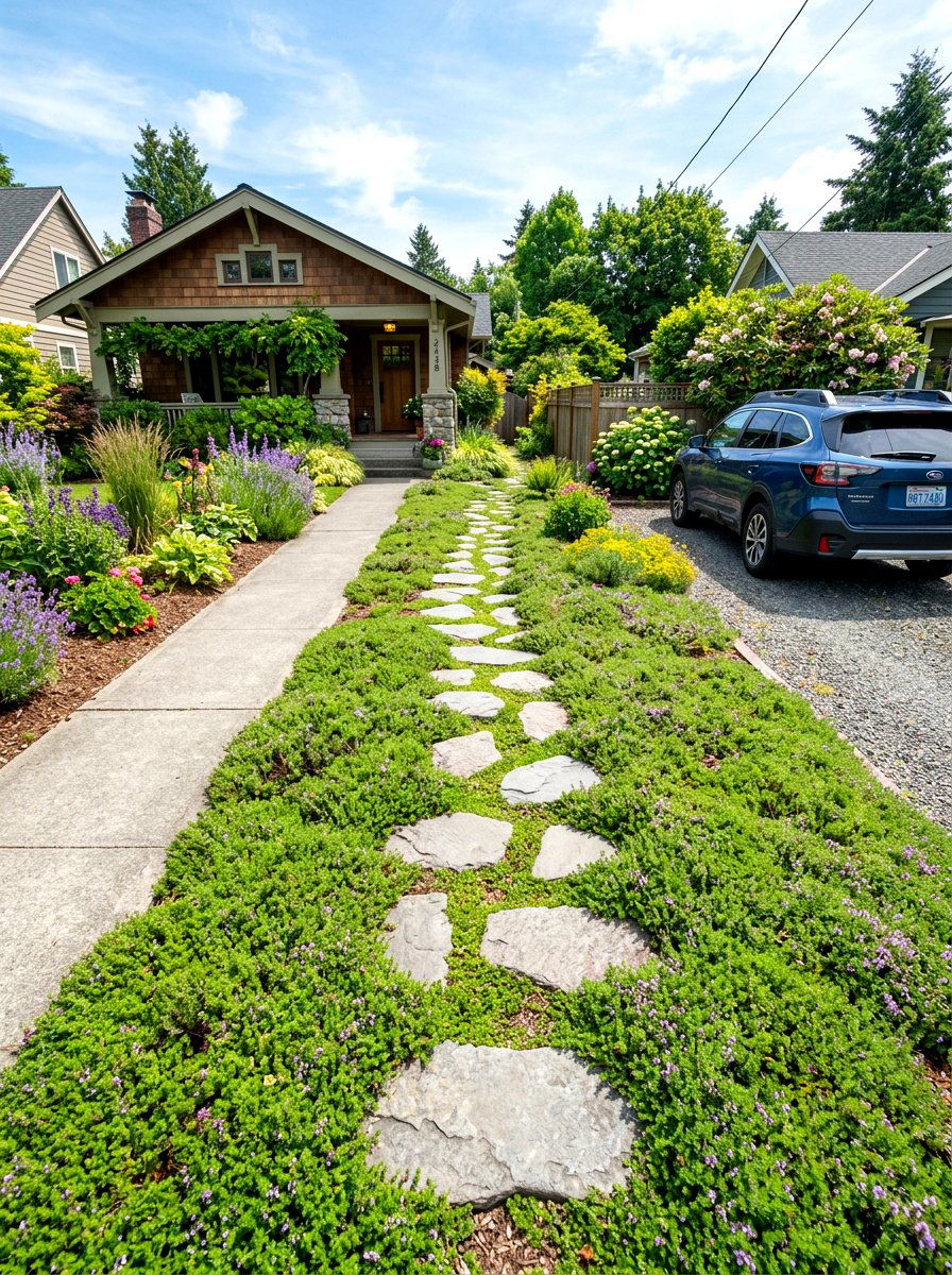 Stepping stone path garden - 30 hellstrip garden ideas