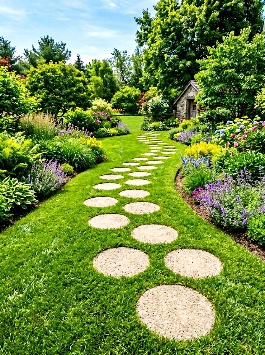 Stepping stone trail - 30 curb appeal landscaping ideas