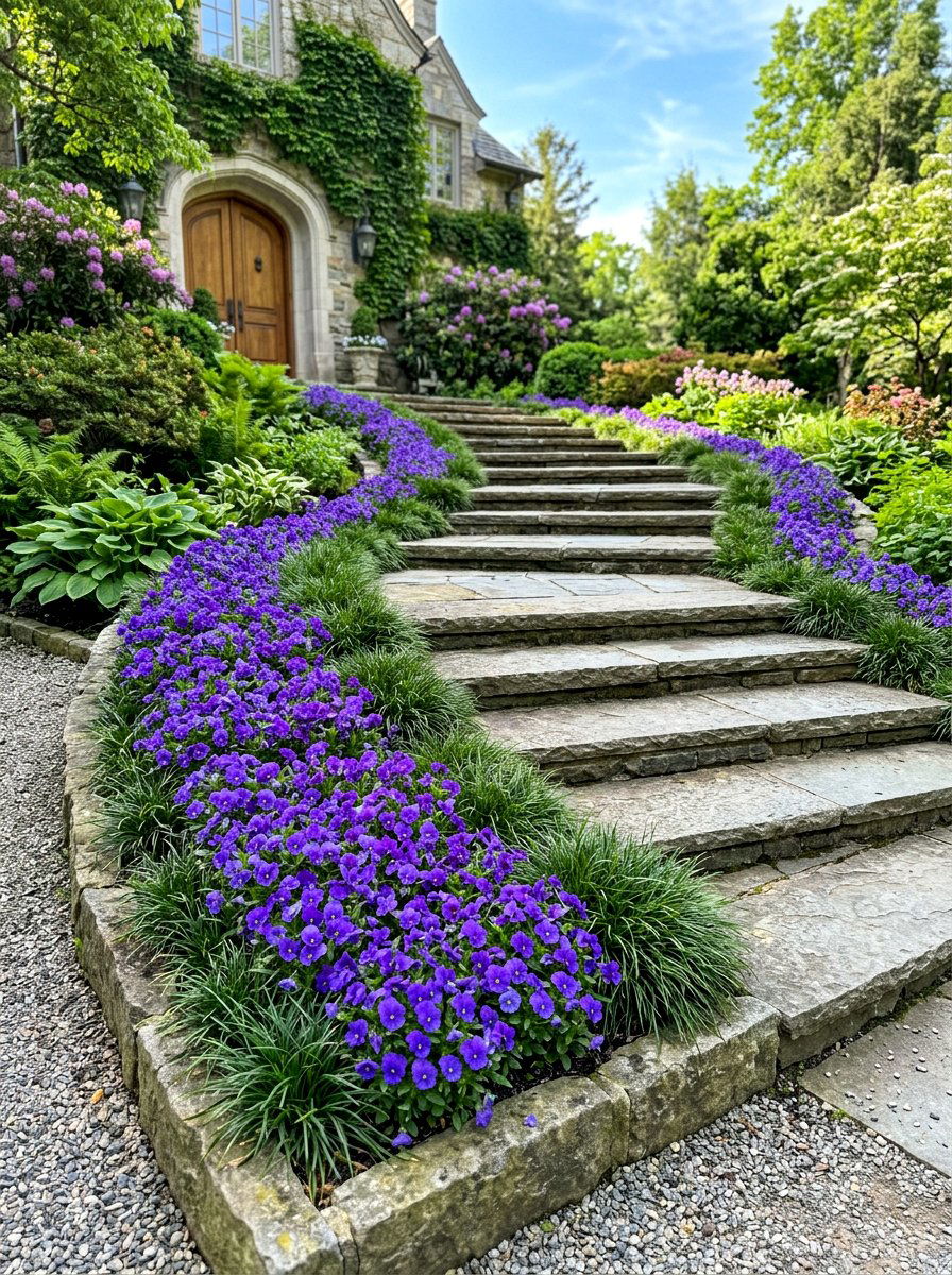 Stepside Flower Display - 30 small flower bed ideas