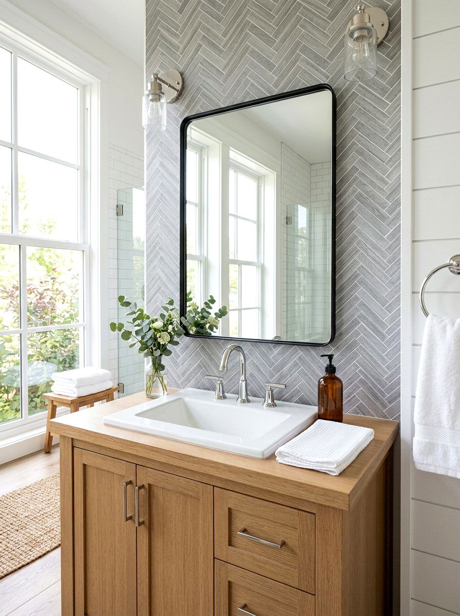 Stick on backsplash - 30 rental bathroom ideas