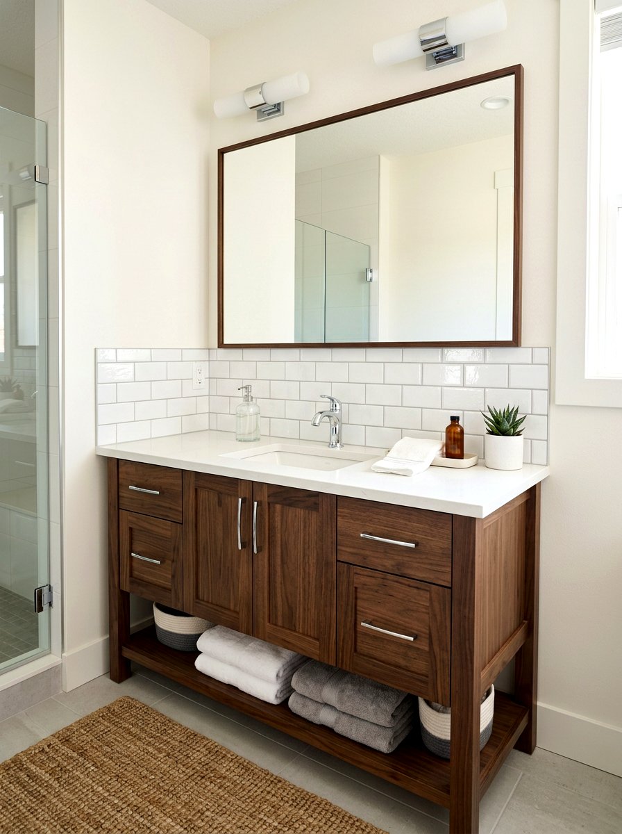 Stick on bathroom backsplash - 30 rental bathroom makeover ideas aesthetic