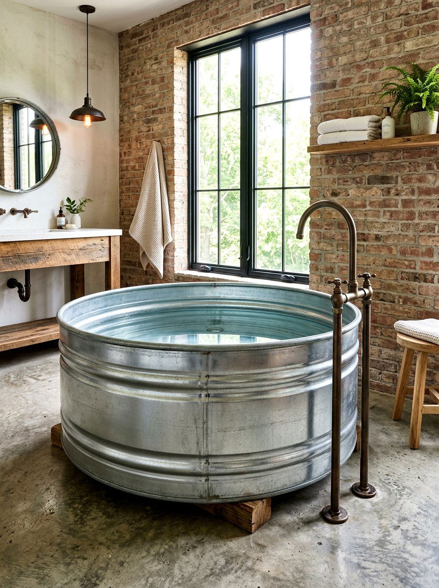 Stock Tank Bathtub - 30 tiny house bathroom ideas