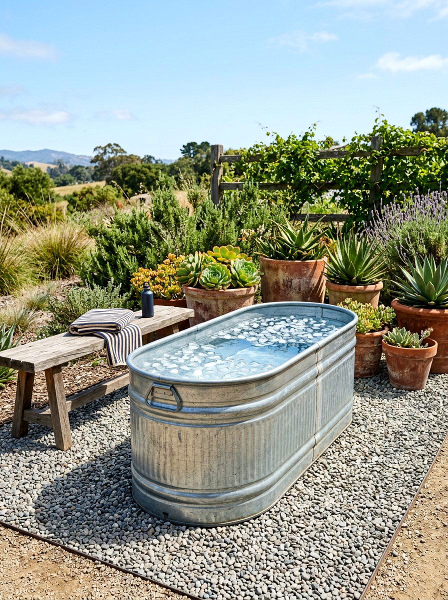 Stock Tank Ice Bath - 30 cold plunge patio ideas