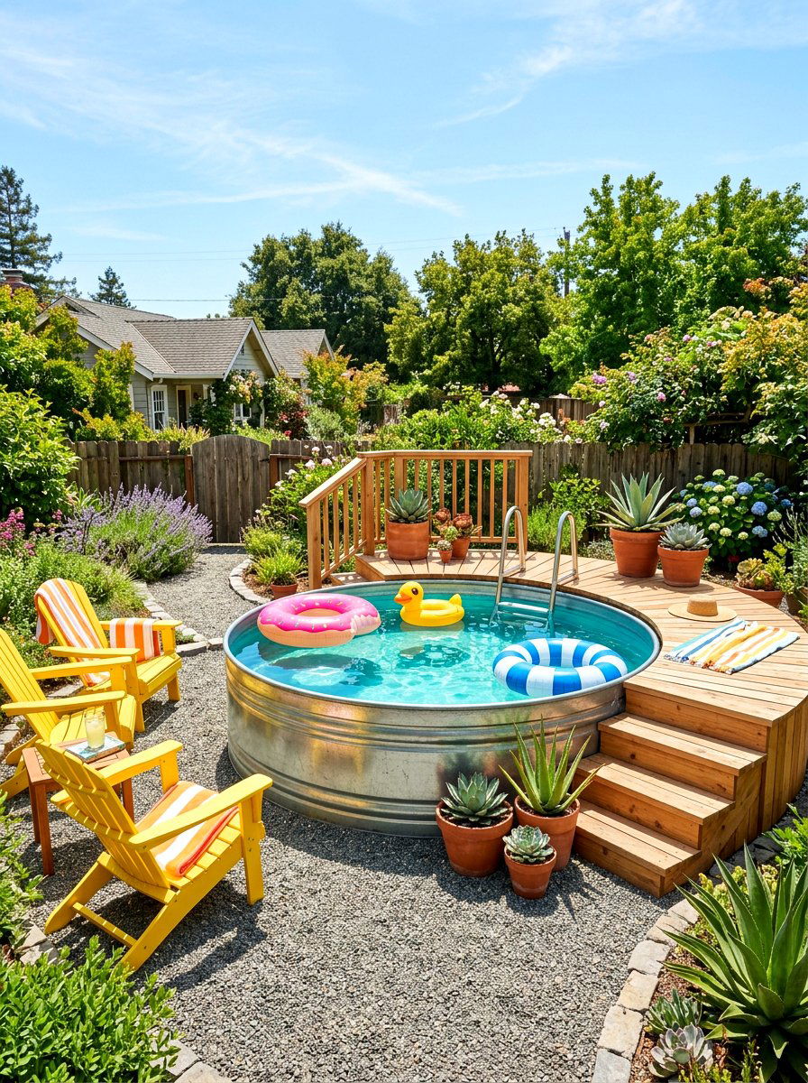 Stock Tank Pool - 30 backyard entertaining ideas