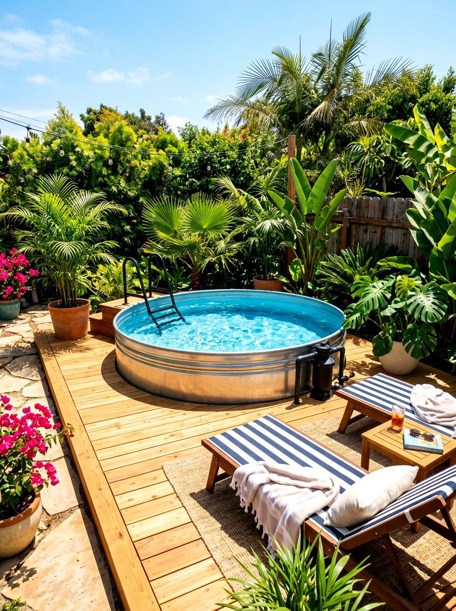 Stock Tank Pool - 30 family cookout backyard ideas
