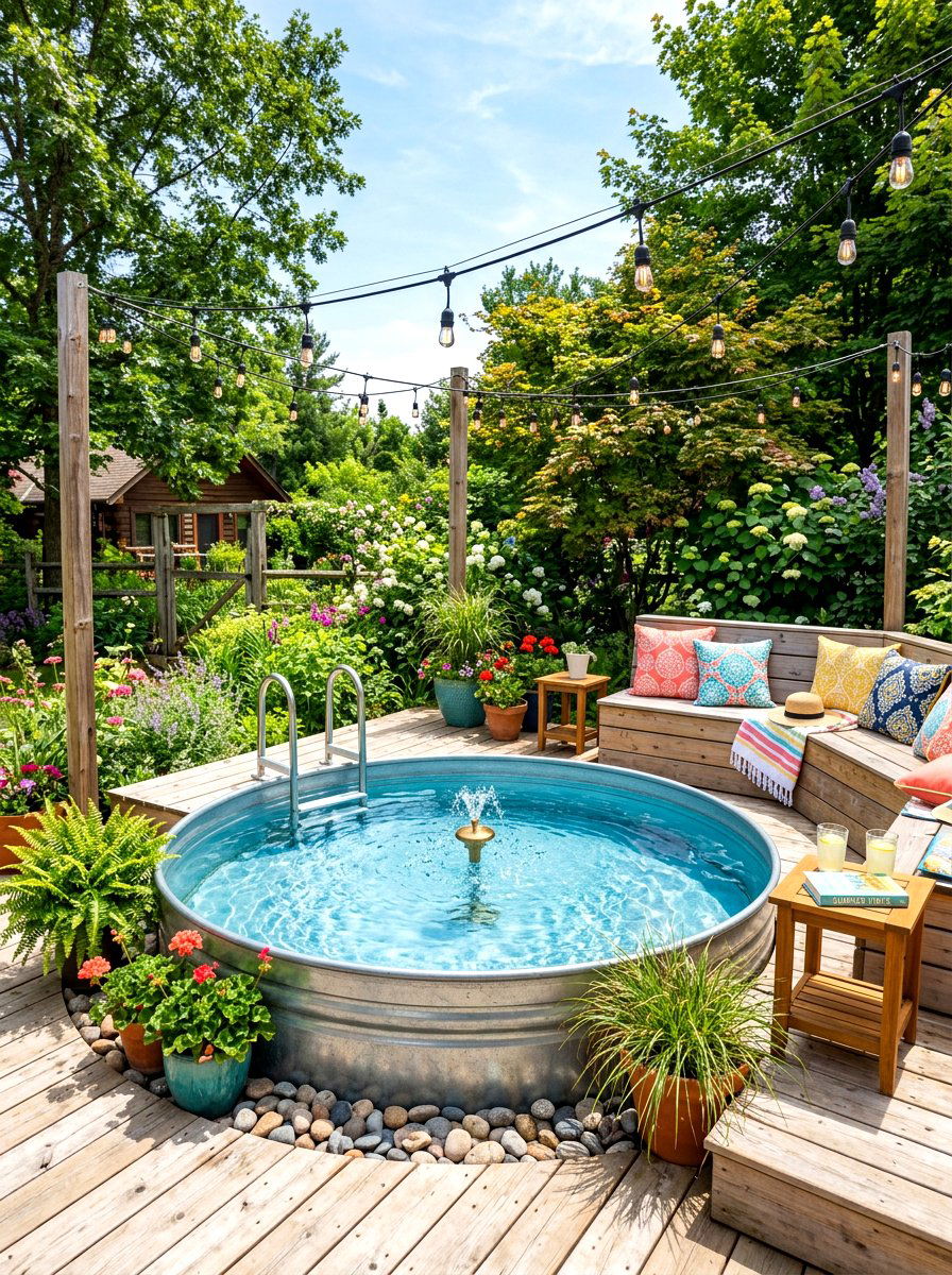 Stock Tank Pool - 30 backyard water feature ideas