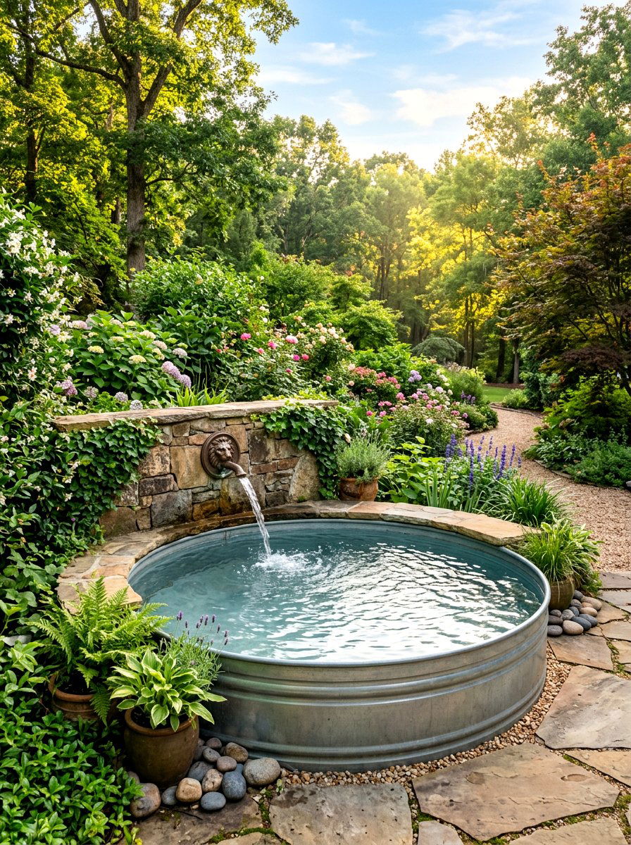 Stock Tank Pool With Fountain - 30 stock tank pool ideas