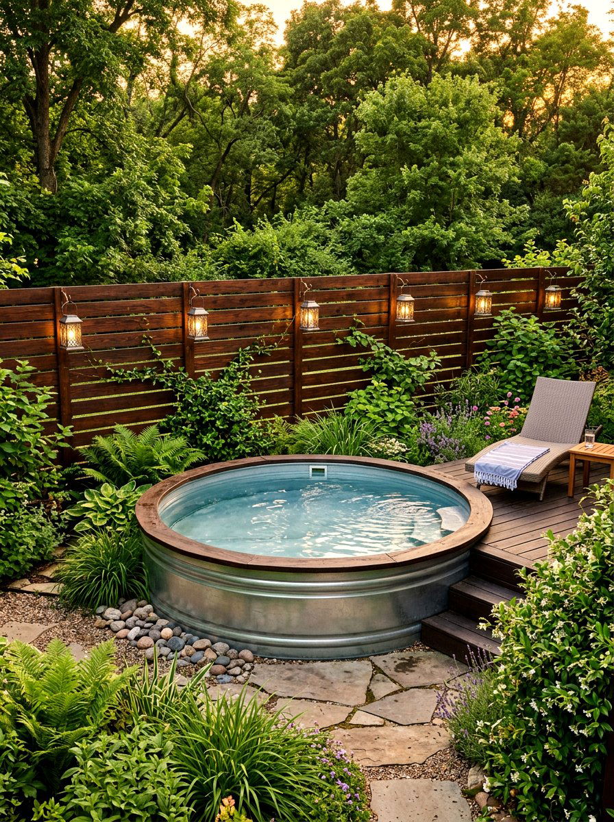 Stock Tank Pool With Privacy Fence - 30 stock tank pool ideas