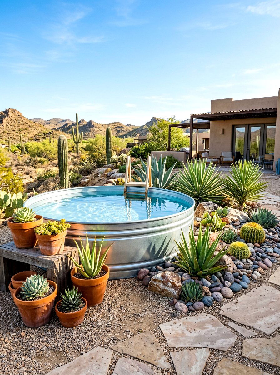 Stock Tank Pool With Succulent Garden - 30 stock tank pool ideas