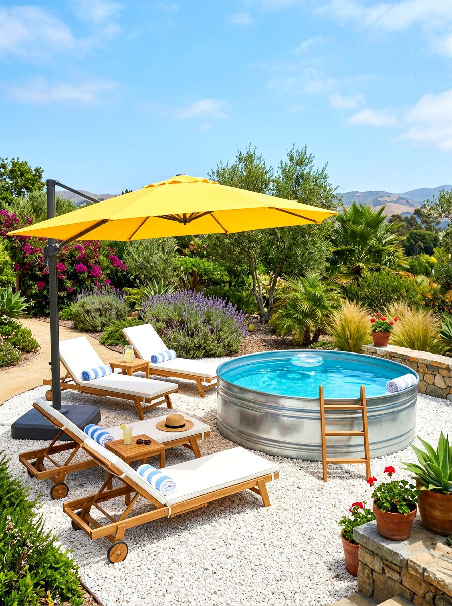 Stock Tank Pool With Umbrellas - 30 stock tank pool ideas