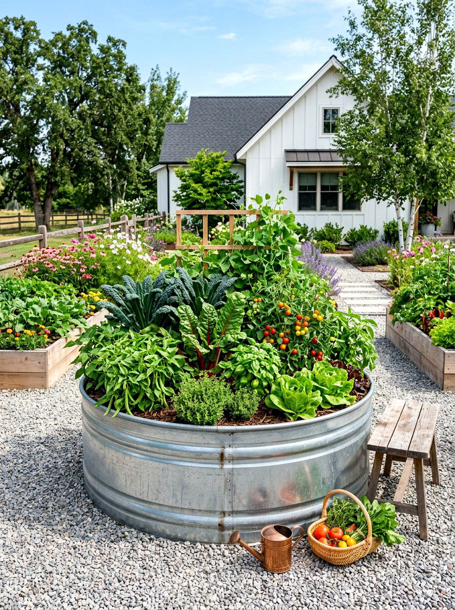 Stock Tank Vegetable Garden - 30 budget vegetable garden ideas