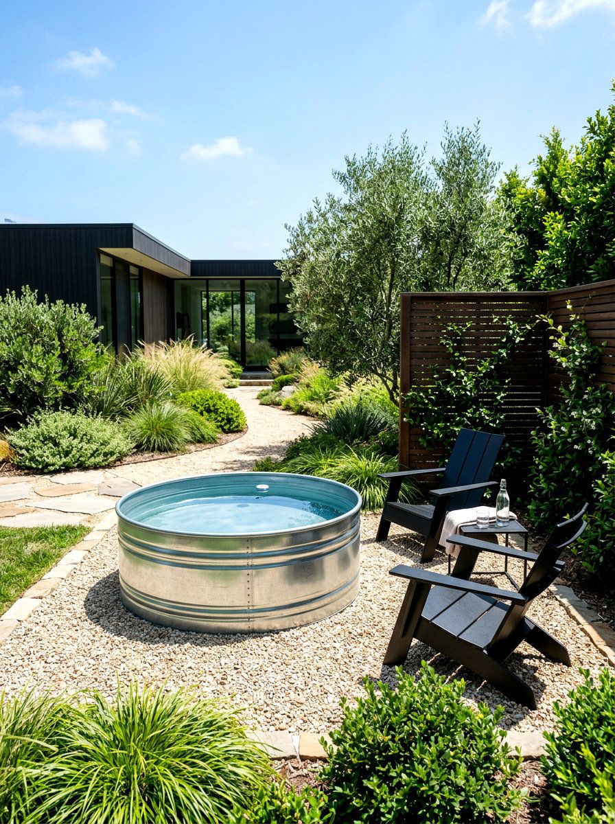 Stock tank cold plunge - 30 cold plunge backyard retreat ideas