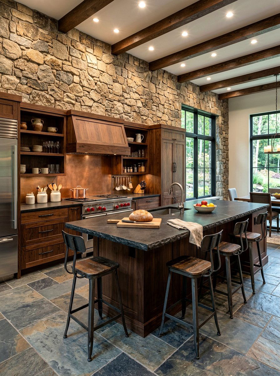 Stone Accent Kitchen - 30 lake house kitchen ideas