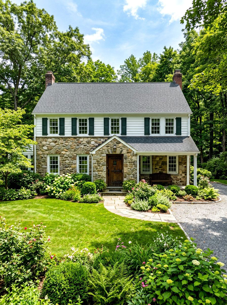 Stone Accent Walls - 30 colonial house exterior ideas