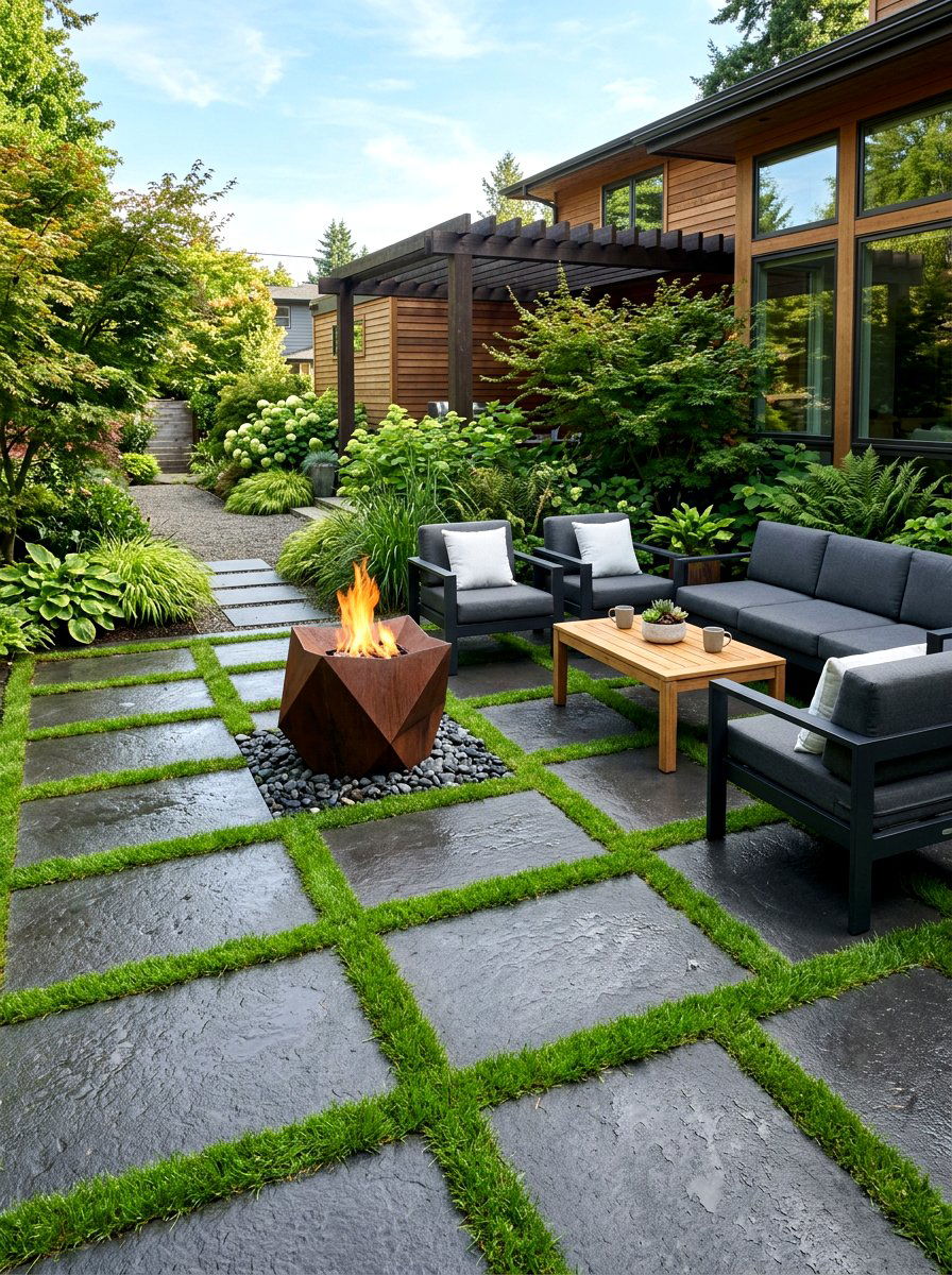 Stone And Grass - 30 patio flooring ideas