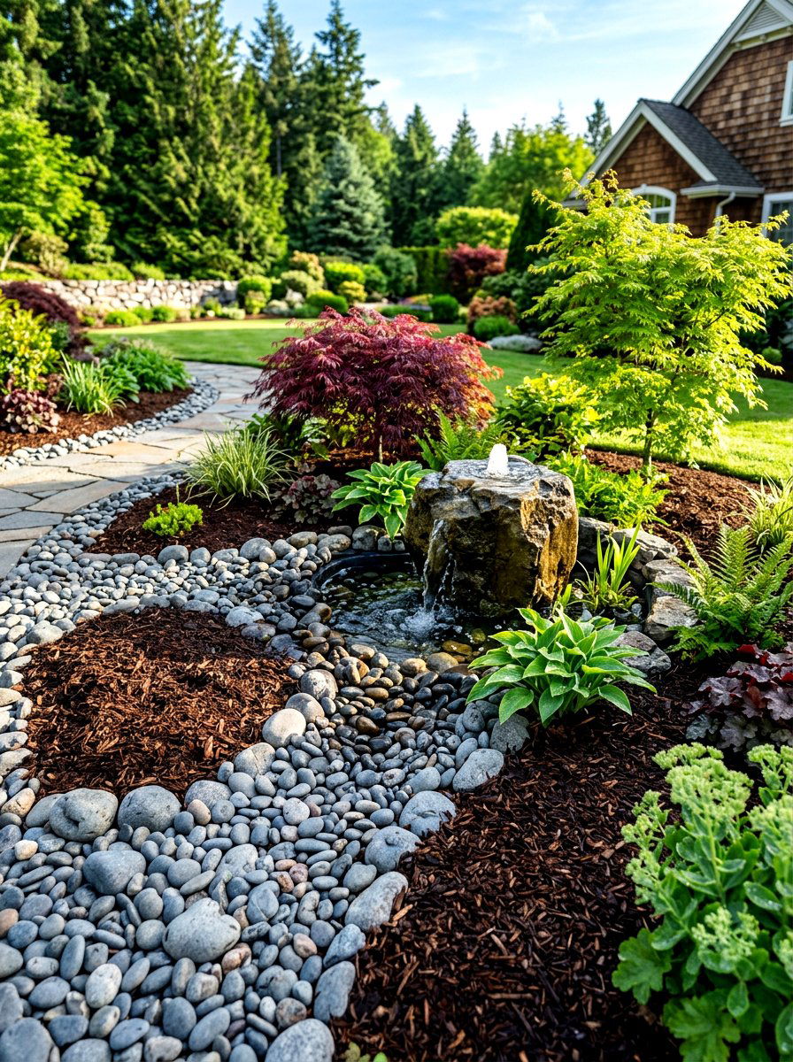 Stone And Mulch Garden - 30 mulch landscaping ideas