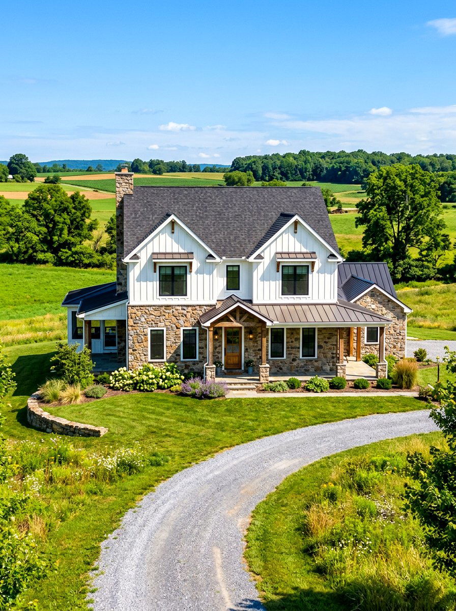 Stone And Siding Farmhouse - 30 farmhouse exterior ideas
