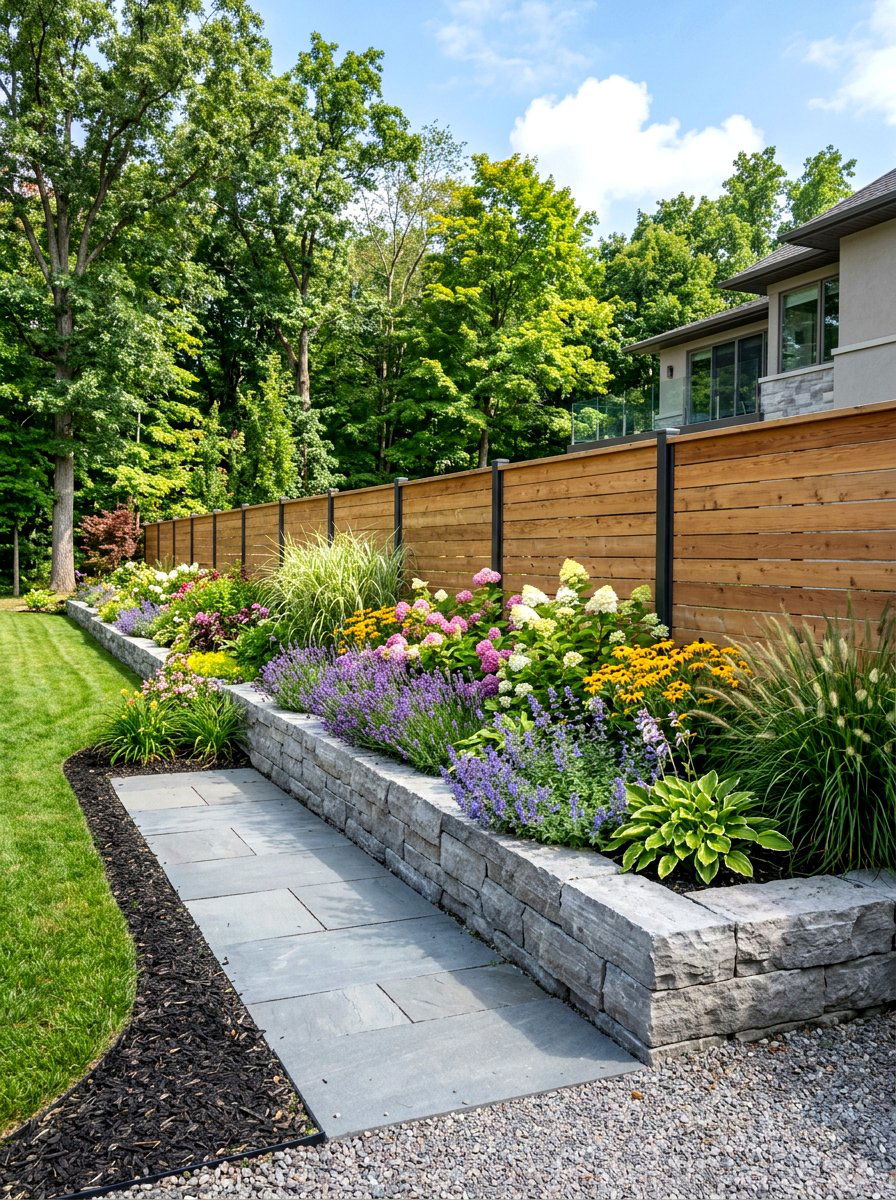 Stone And Wood Fence Landscaping - 30 fence landscaping ideas