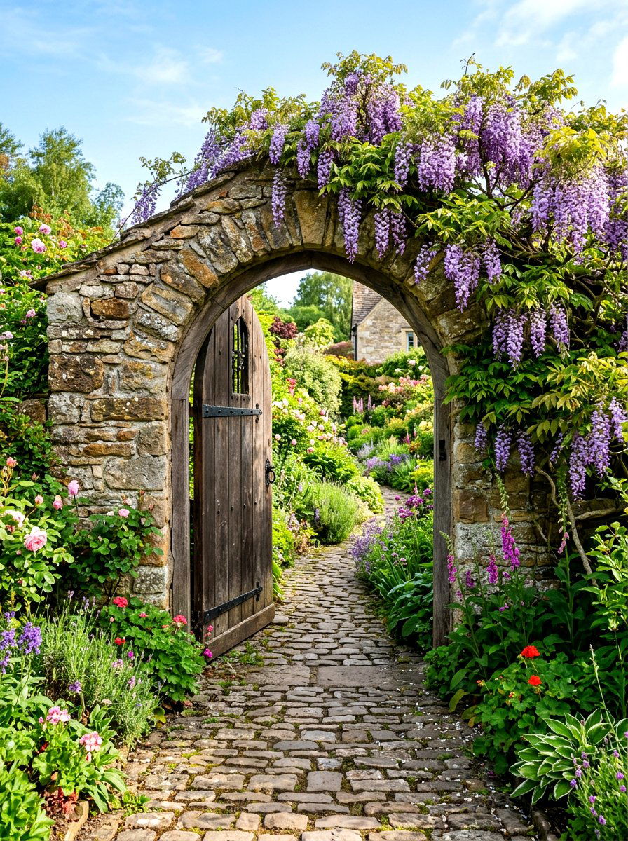 Stone Arched Garden Gate - 30 arched doorway ideas