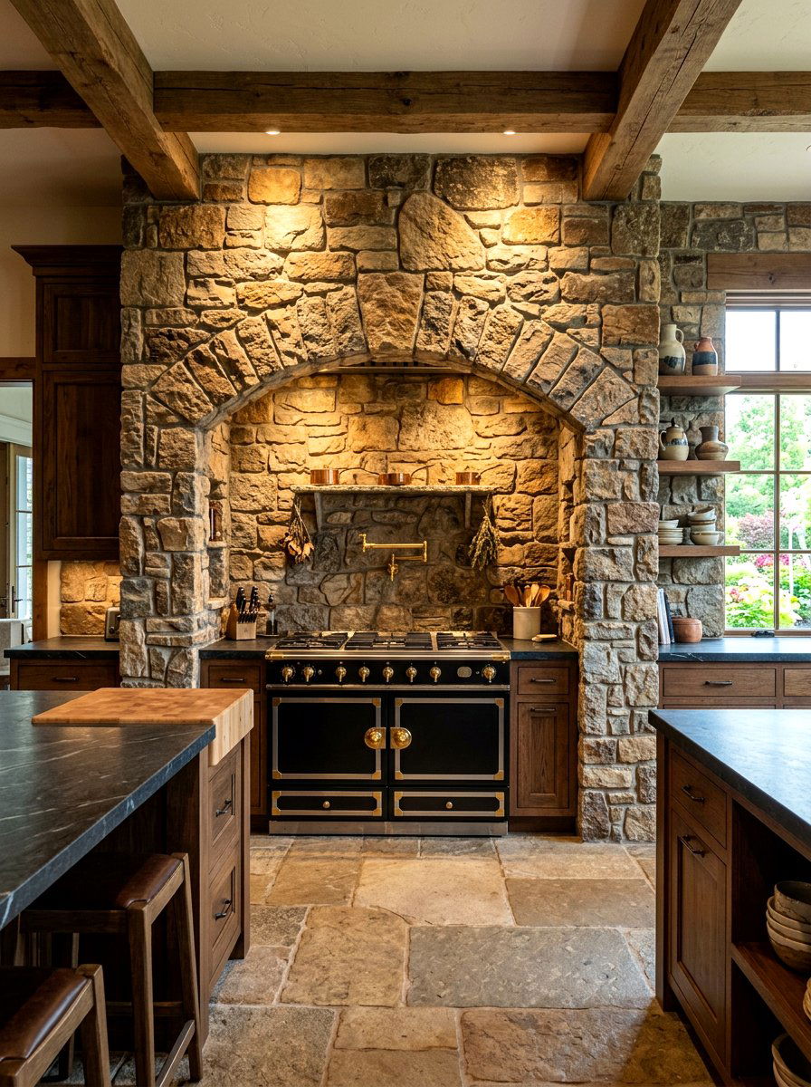 Stone Archway Over Stove - 30 English cottage kitchen ideas