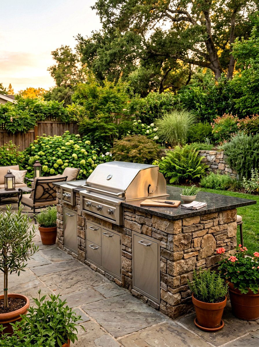 Stone BBQ Island - 30 bbq area ideas