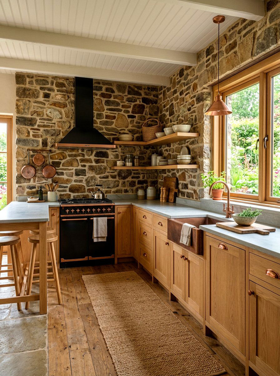 Stone Backsplash Kitchen - 30 small cottage kitchen ideas
