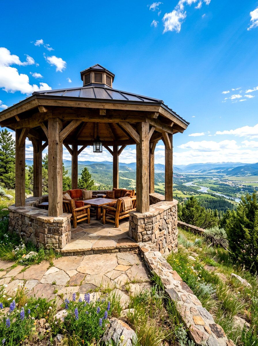 Stone Base Gazebo - 30 cozy gazebo ideas